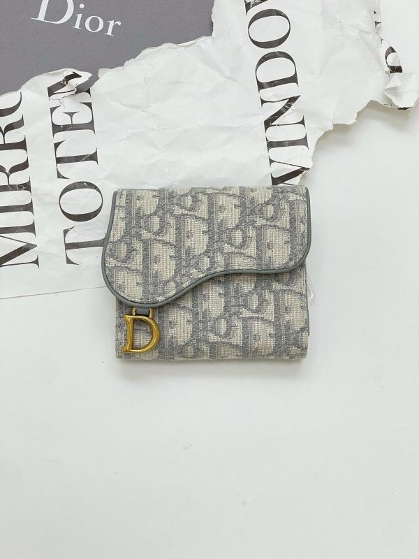 【95成新】DIOR SADDLE LOTUS 老花三折短夾 