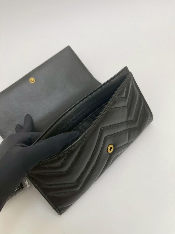 【9成新】GUCCI 馬夢牛皮扣式長夾 