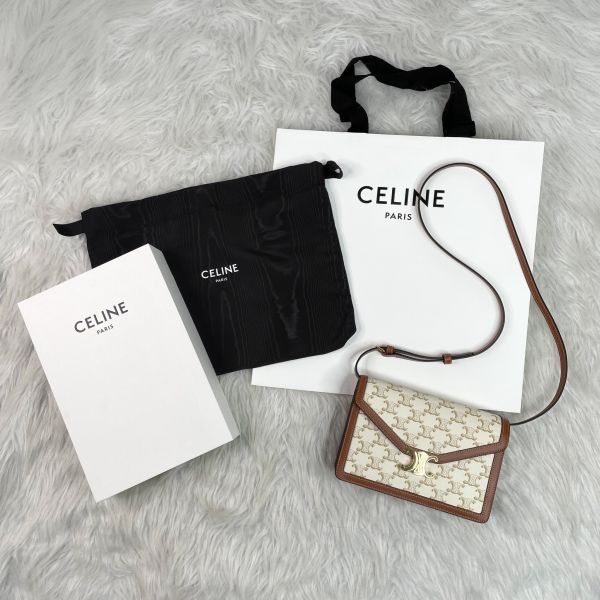 【12期0利率】CELINE 白老花 ENVELOPPE 手袋 【9.9成新】 