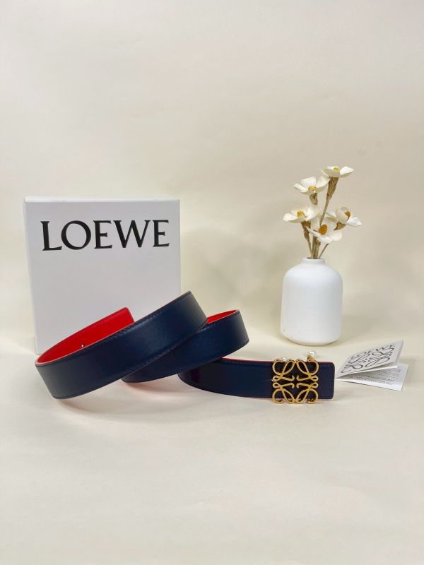 【分期0利率】LOEWE 光滑小牛皮雙面皮帶 3公分【95成新】 