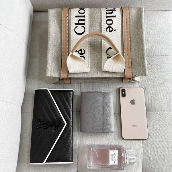 【12期0利率】【全新閒置】Chloé 刺繡背帶款小號Woody Tote Bag 奶茶色 