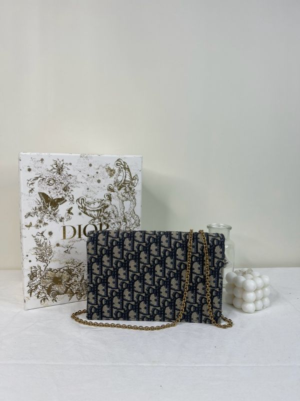 【分期0利率】Dior Oblique 緹花Saddle鏈帶斜背包【95成新】 