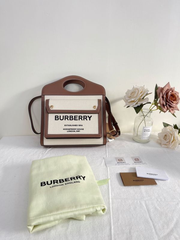 【分期0利率】BURBERRY 帆布拼皮革口袋包【未使用閒置品】 
