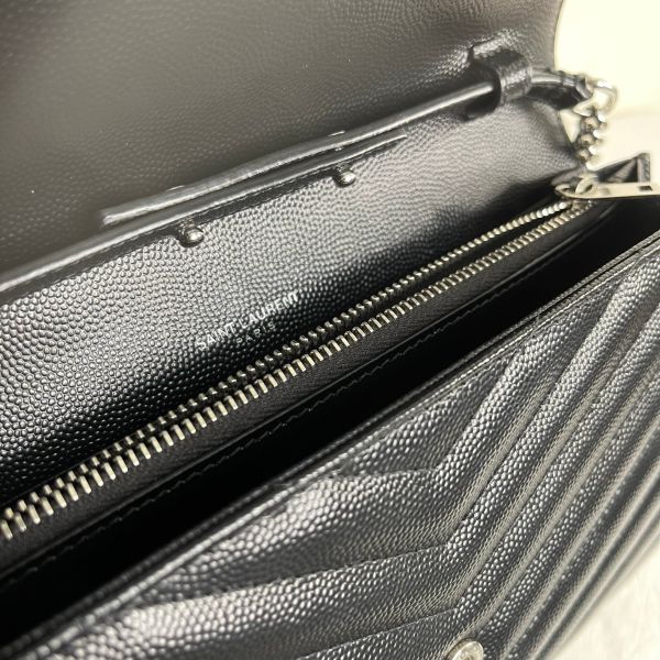 【12期0利率】YSL WOC 魚子醬鍊包 銀扣22.5CM【台灣購證】【95成新】 
