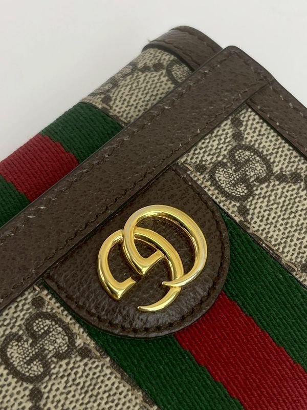【99成新】GUCCI GG紅綠織帶老花中夾 