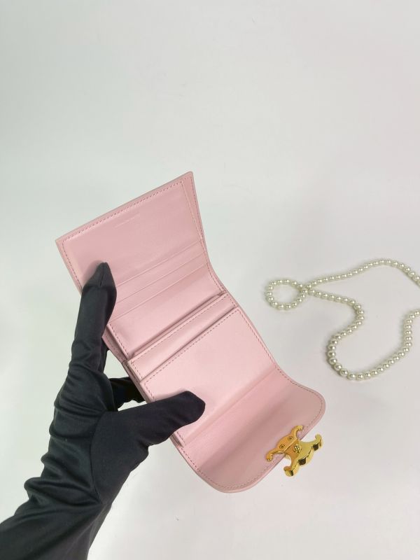 【分期0利率】CELINE 亮面牛皮革TRIOMPHE三折短夾 【9成新】