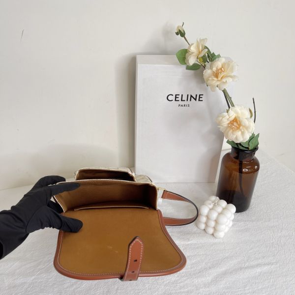 【12期0利率】CELINE Triomphe帆布中型Folco手袋 【9成新】 