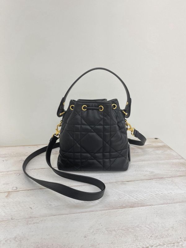 【95成新】DIOR CARO 騰格紋水桶包 