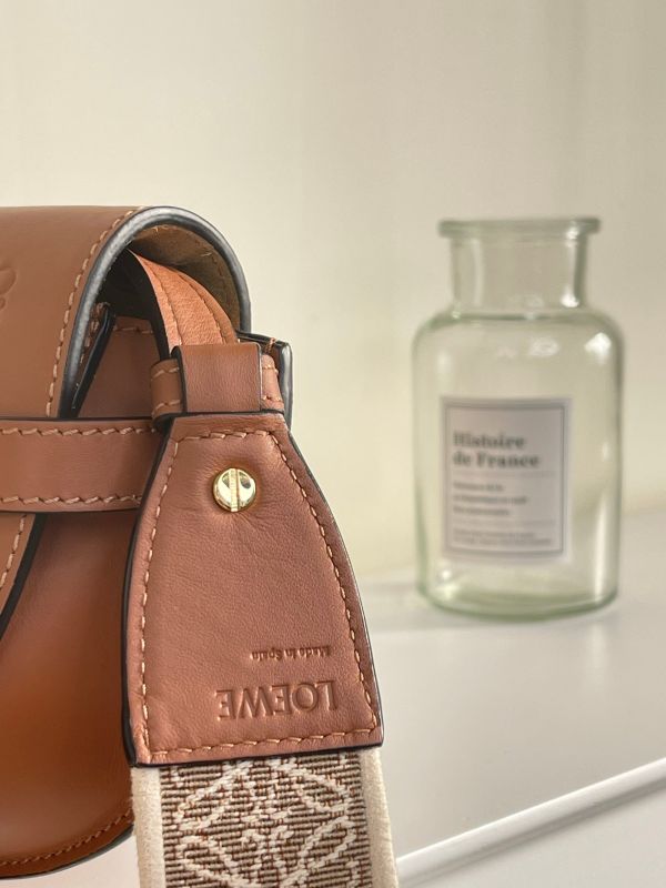 【分期0利率】LOEWE MINI GATE 雙層包 焦糖【92成新】 