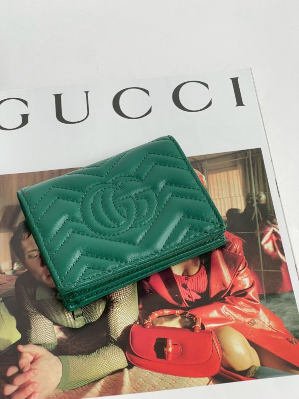 【9成新】GUCCI Marmont 愛心兩摺拉鍊零錢袋短夾 
