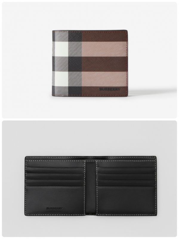 【12期0利率】【全新品】BURBERRY 棕色大號格紋8卡對折短夾【現金價10000】 