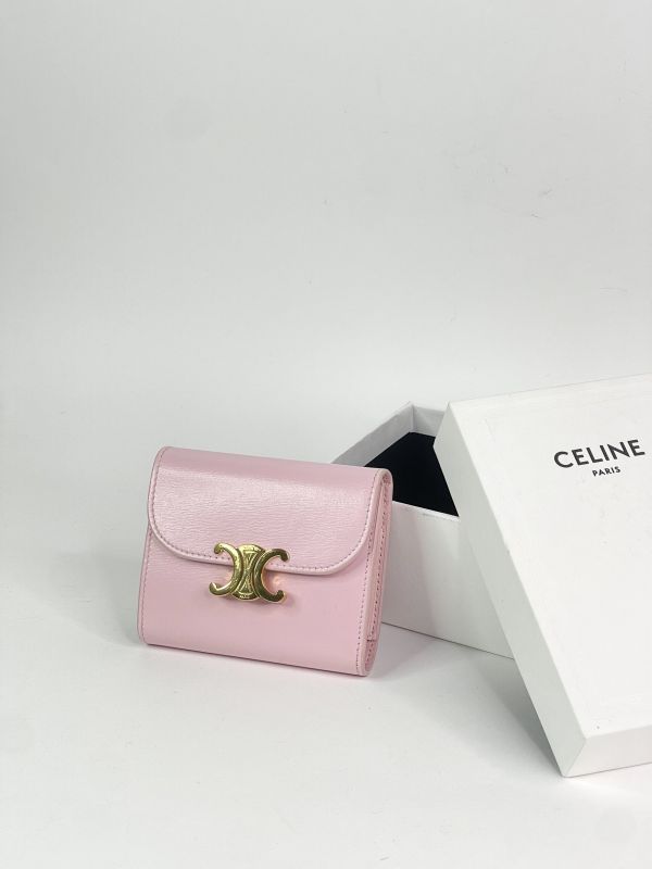 【分期0利率】CELINE 亮面牛皮革TRIOMPHE三折短夾 【9成新】