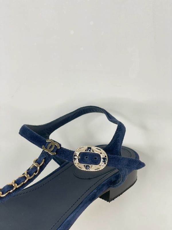 【分期0利率】CHANEL 20P T字金鍊涼鞋【9成新】 