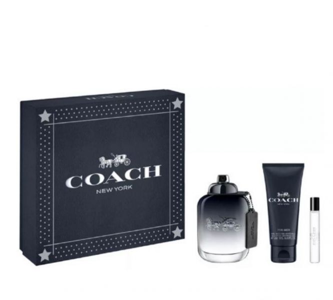 【12期0利率】COACH  時尚經典男性淡香水禮盒(淡香水100ml+滾珠淡香水7.5ml+沐浴膠100ml) 