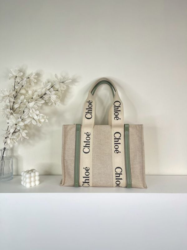【分期0利率】Chloé 中號Woody Tote Bag 綠【85成新】 