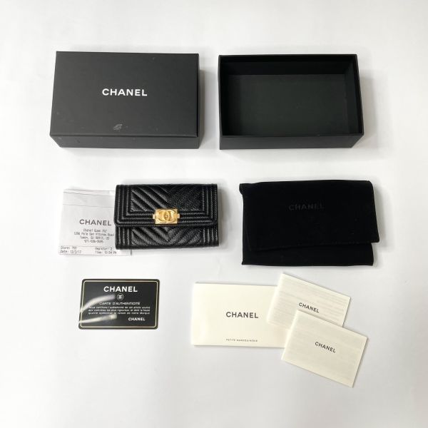 【12期0利率】CHANEL BOY山形紋翻蓋卡包【全新品】 