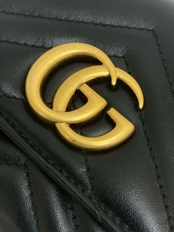 【9成新】GUCCI 馬夢牛皮扣式長夾 