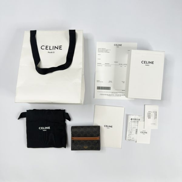 【12期0利率】CELINE 凱旋門翻蓋雙層卡包【9成新】 
