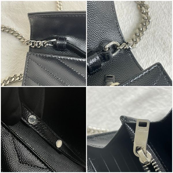 【12期0利率】YSL WOC 魚子醬鍊包 銀扣22.5CM【台灣購證】【95成新】 