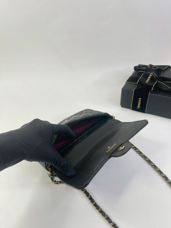 【95成新】CHANEL荔枝牛皮二合一WOC手機包 