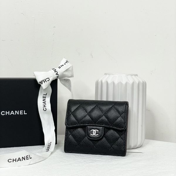 【12期0利率】【全新品】Chanel  COCO 三折短夾 黑銀【現金價41900】 