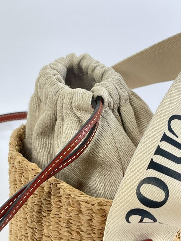 【分期0利率】Chloe 草編束口圓筒包【9成新】 