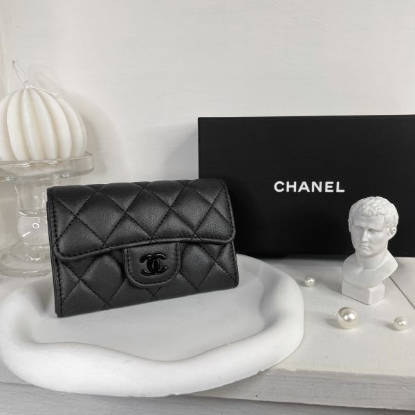 【12期0利率】【現金價】Chanel COCO羊皮零錢卡包 SO BLACK 