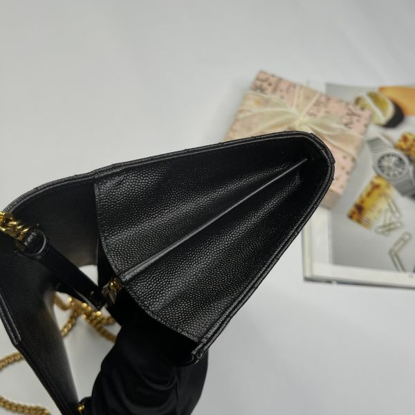【12期0利率】YSL WOC 魚子醬鍊包 金扣22.5CM【英國購證】【99成新】 
