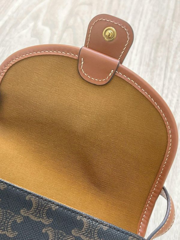 【95成新】CELINE  凱旋門老花迷你馬鞍包 
