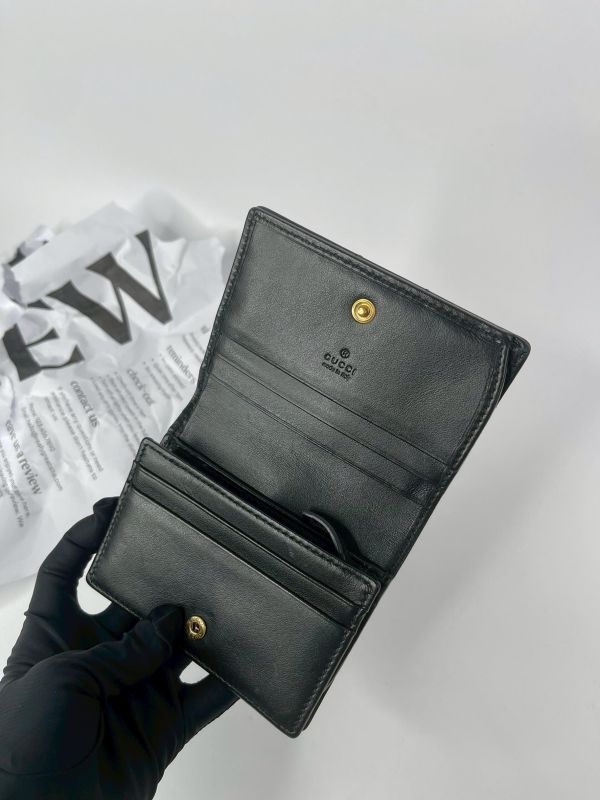 【9成新】GUCCI Marmont 愛心兩摺拉鍊零錢袋短夾 