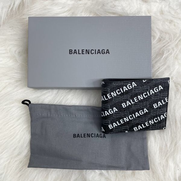 【12期0利率】BALENCIAGA 巴黎世家  防刮牛皮滿版LOGO 8卡短夾 