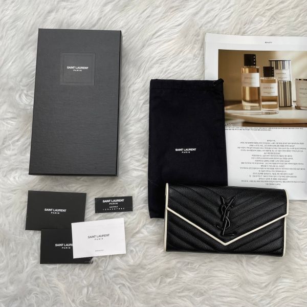 【12期0利率】YSL  MONOGRAM 魚子醬信封長夾【9成新】 