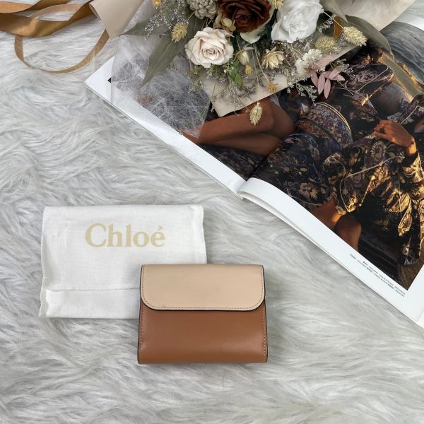 【12期0利率】CHLOE C 拼色光滑小牛皮釦式短夾【95成新】 