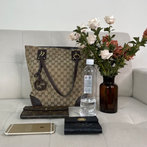 【12期0利率】GUCCI 老款滿版雙G帆布托特包【85新】 