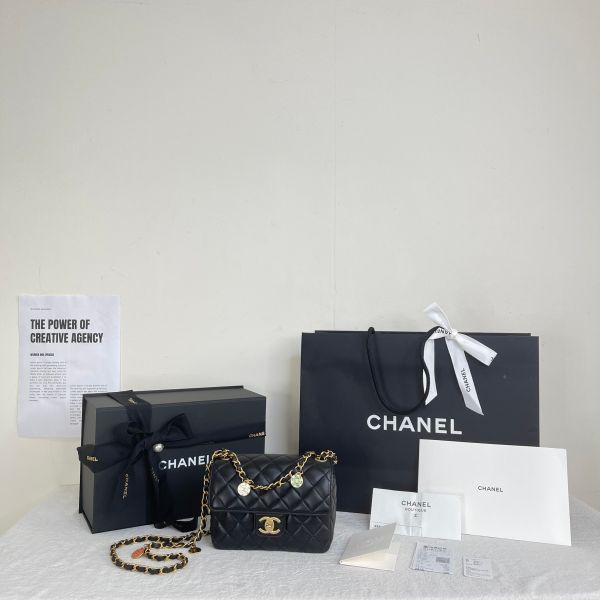 【12期0利率】CHANEL 23C黑金彩色金幣口蓋包 【22年12月台灣購證】【9成新】 