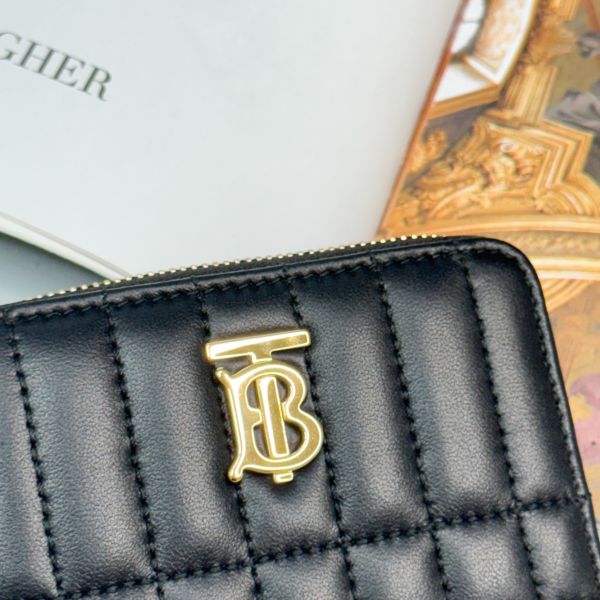 【12期0利率】BURBERRY Lola 衍縫拉鍊零錢包 黑/淡金扣【95成新】 