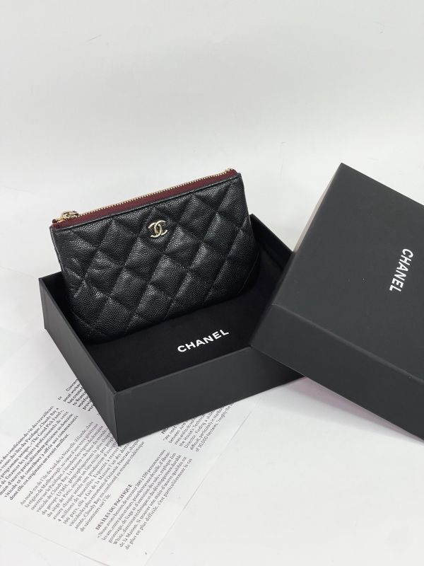 【95成新】Chanel 一字零錢包 淡金扣 