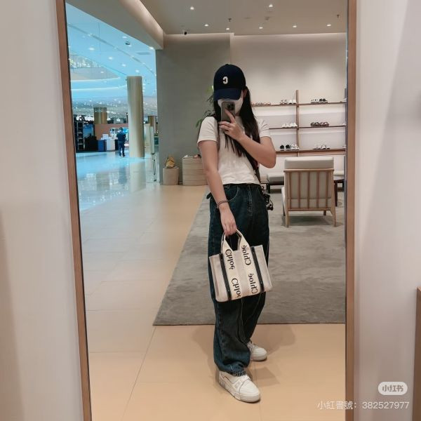 【分期0利率】Chloé 背帶款小號 Woody Tote Bag 深藍色【9成新】 