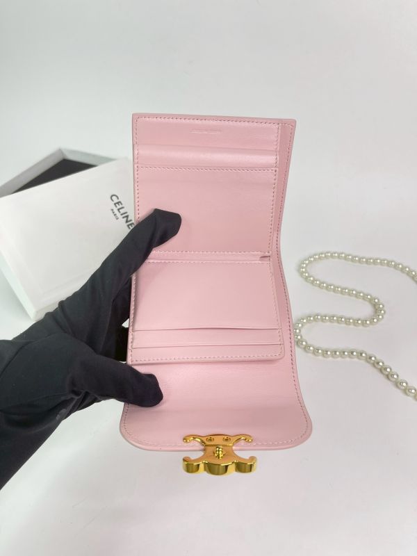 【分期0利率】CELINE 亮面牛皮革TRIOMPHE三折短夾 【9成新】