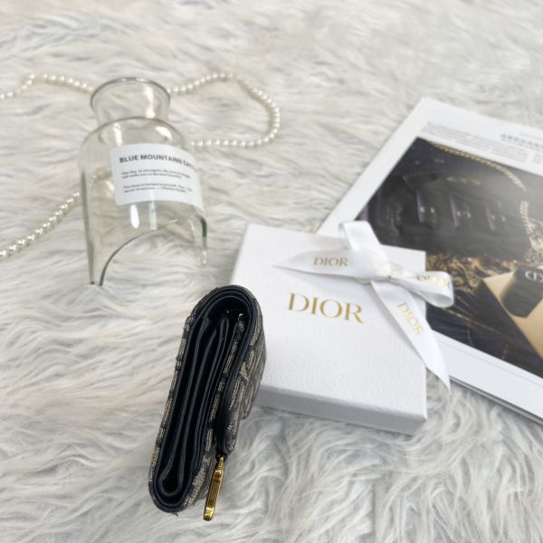 【12期0利率】DIOR SADDLE LOTUS 老花三折短夾【85成新】 