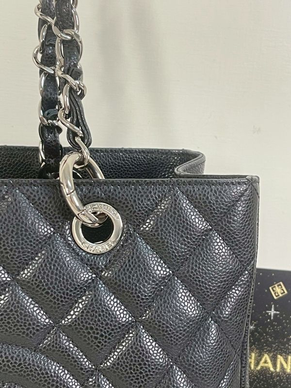 【分期0利率】CHANEL GST 雙C LOGO 荔枝牛皮托特包【95成新】 