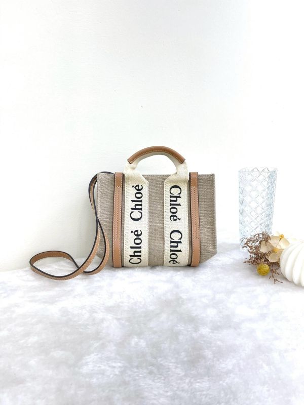 【9成新】CHLOE WOODY TOTE 迷你 米色 