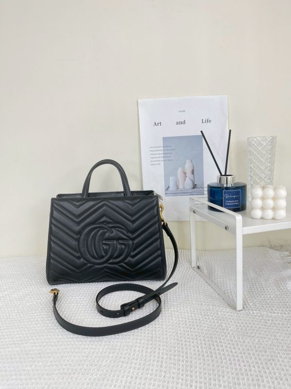 【分期0利率】GUCCI GG Marmont 絎縫牛皮手提兩用包【9成新】 