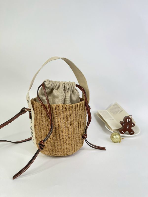 【分期0利率】Chloe 草編束口圓筒包【9成新】 