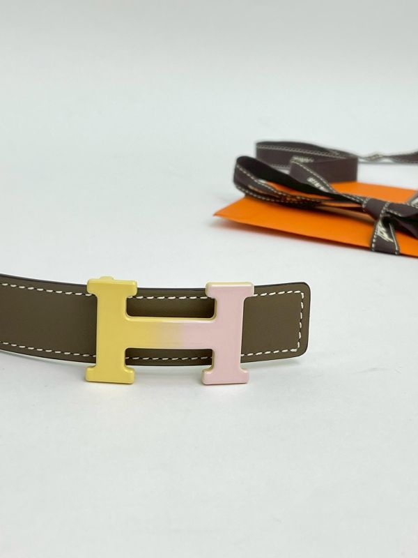【95成新】HERMES 漸層琺瑯雙面皮帶 24MM 