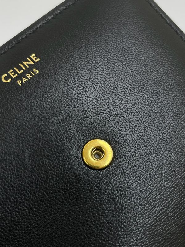 【9成新】CELINE 亮面牛皮革TRIOMPHE三折短夾 