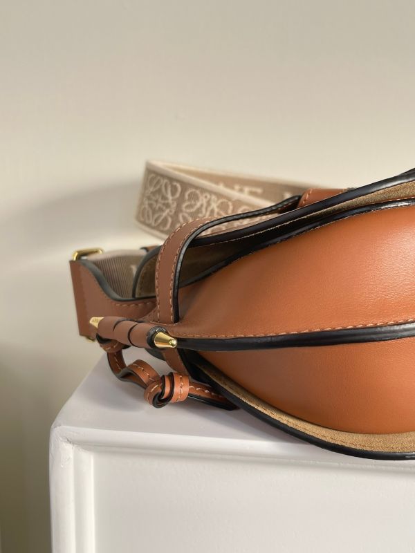 【分期0利率】LOEWE MINI GATE 雙層包 焦糖【92成新】 