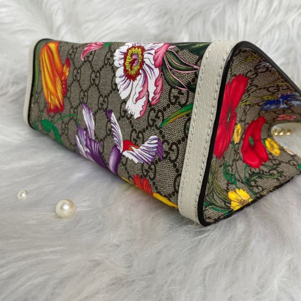 【全新閒置】【12期0利率】GUCCI Padlock 列 花卉系小型肩背包(498156-白) 