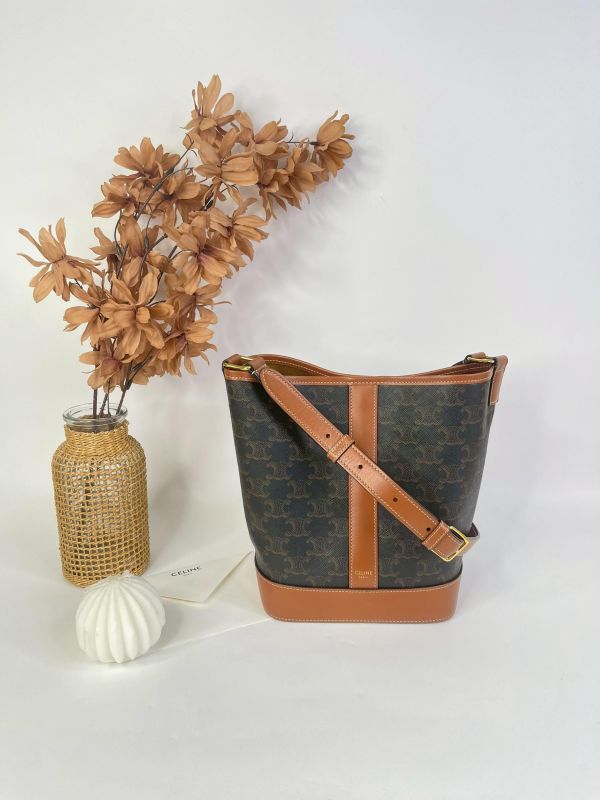 【95成新】CELINE TRIOMPHE老花小號水桶包 