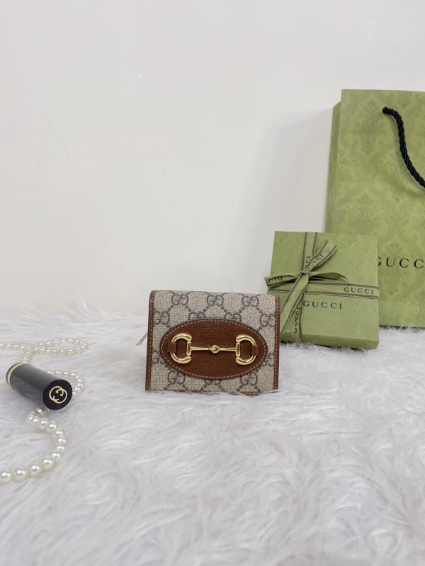 【分期0利率】GUCCI1955 馬銜扣老花4卡零錢短夾【95成新】 